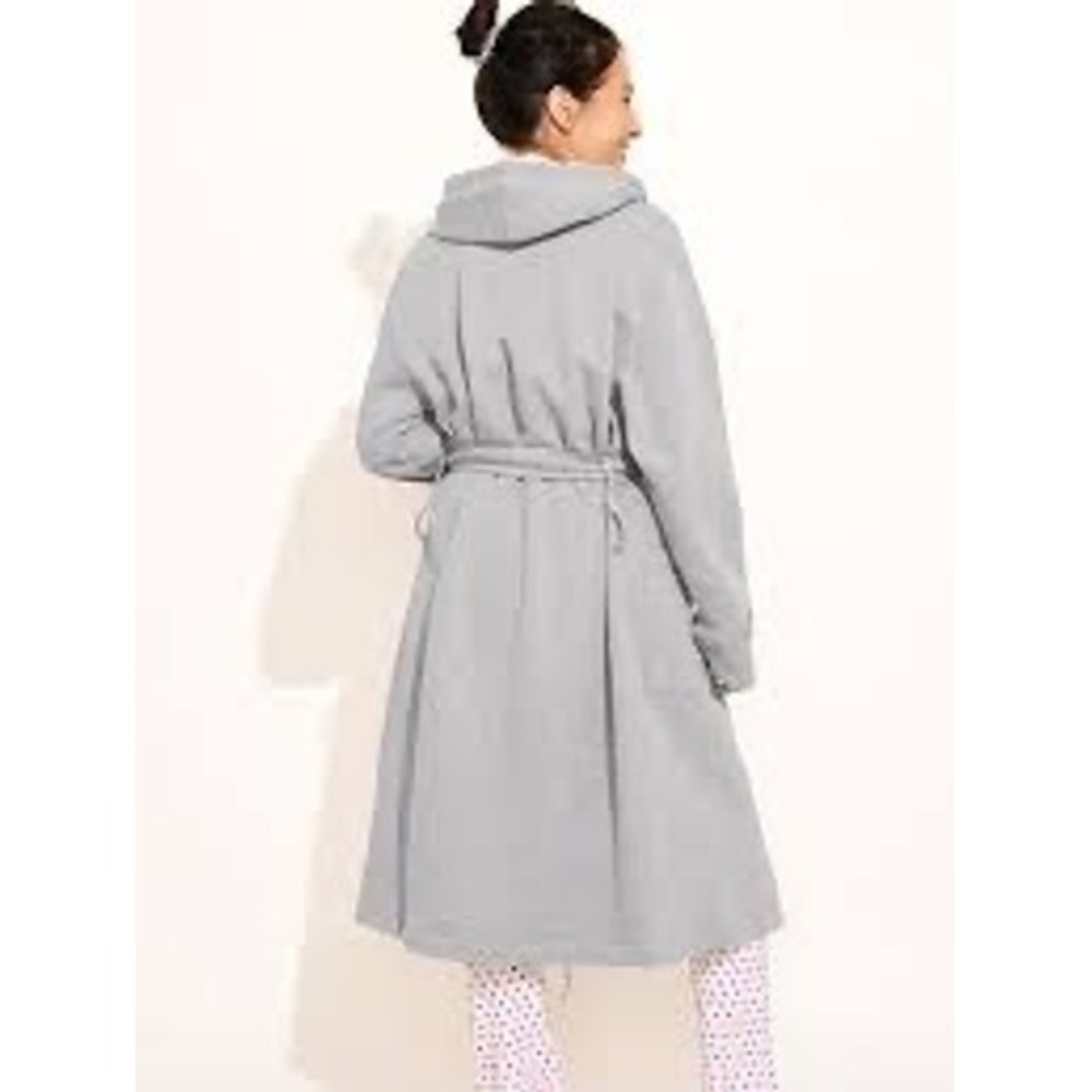 Peloton x Kassatex Gray Hooded Fleece Robe L/XL Striped Hood Lining Loungewear